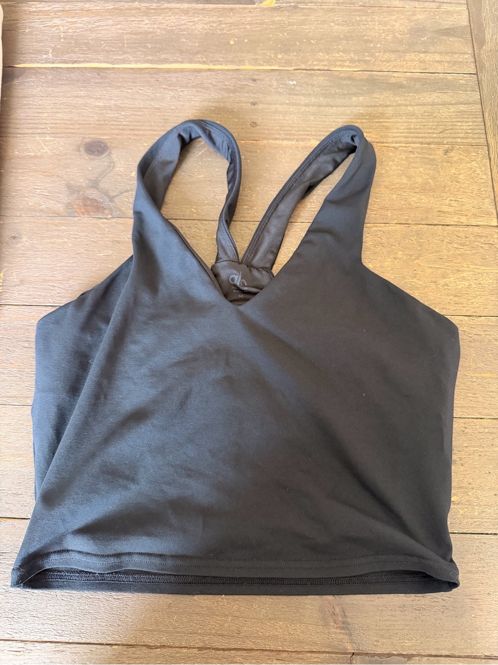 ALO Yoga Black Cropped Knot-Back Tank